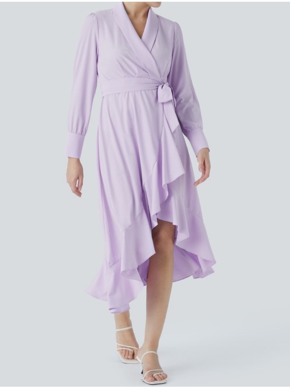 NWT HALARA GORGEOUS Lavender purple Long Sleeve Wrap Skirt Dress light flowy XL